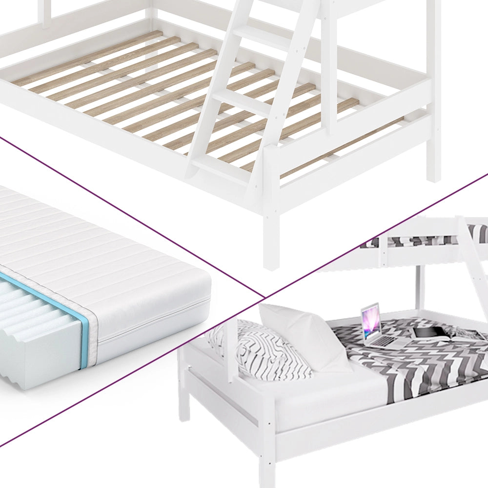 Vitalispa Letto a castello Bianco 120x200 / 80x200 cm con 2 materassi