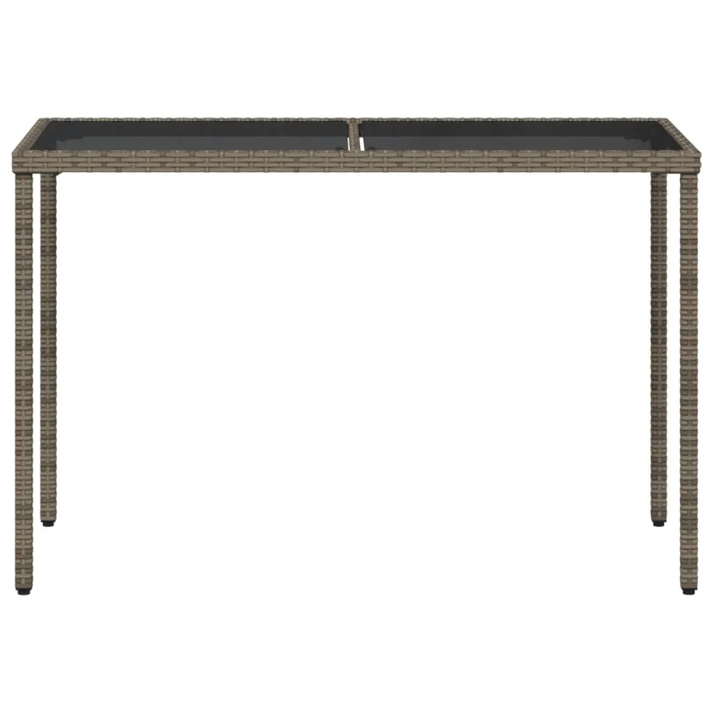 Tavolo da Giardino Piano in Vetro Grigio 115x54x74cm Polyrattan 365073