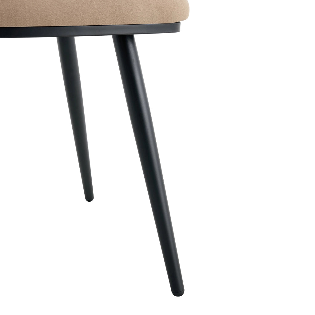 Sedia da Pranzo Set da 2 con Schienale Geometrico Traforato e Gambe in Metallo, in Velluto Cammello