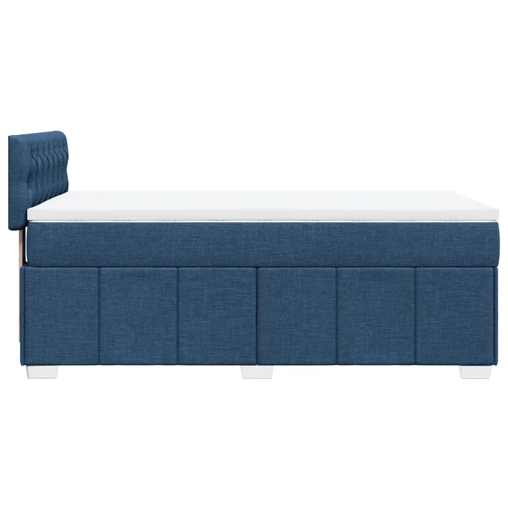 Letto singolo | Letto per adulti | Giroletto a Molle con Materasso Blu 90x200 cm inTessuto