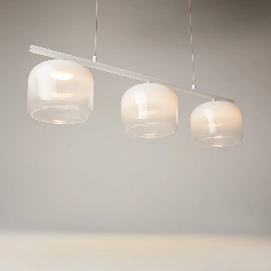 Lampadario Contemporaneo Spirito Metallo E Vetro Bianco 3 Luci Led 14W