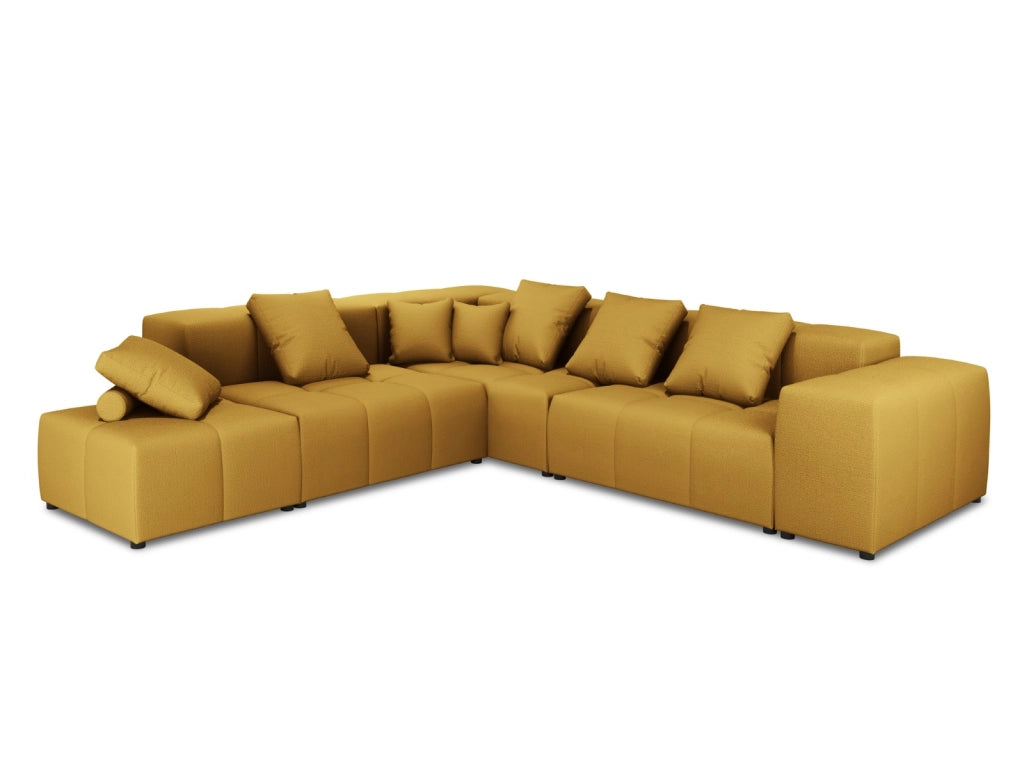 Cosmopolitan Design - Divano angolare modulare reversibile "Rome" 7 posti in tessuto strutturato giallo 