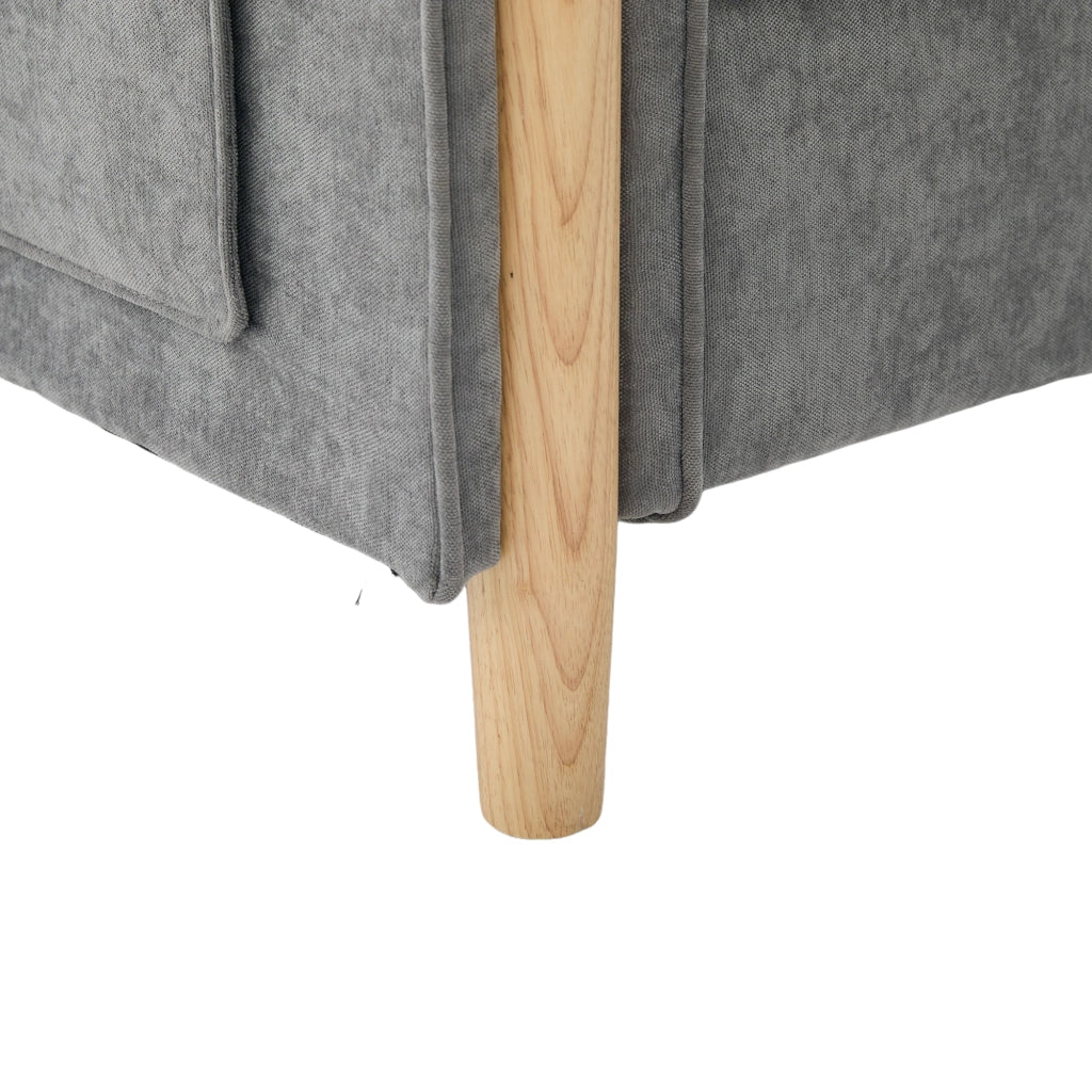 Divano angolare convertibile 4 posti con contenitore e tasche laterali in Chenille grigio chiaro