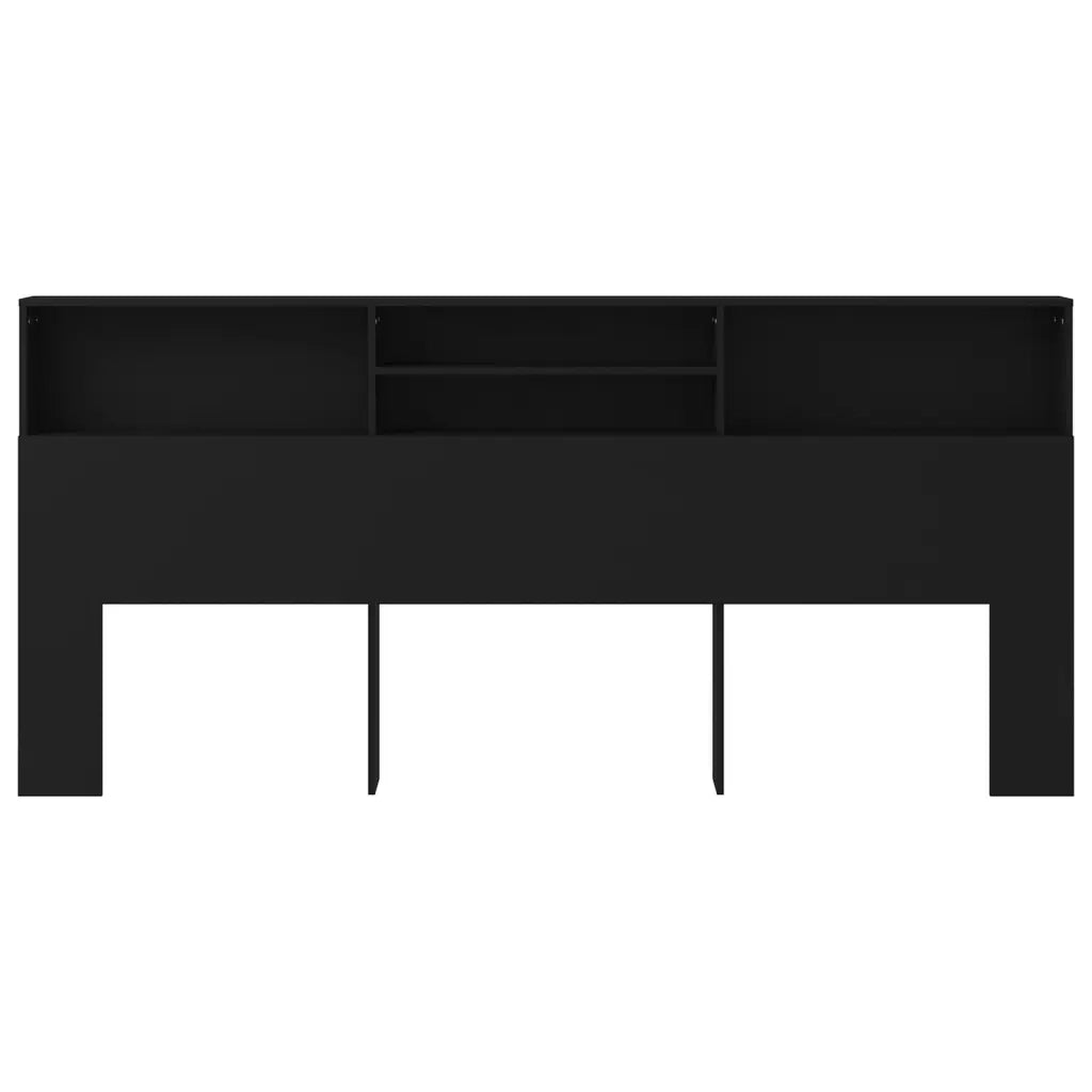 Testiera con Contenitore-Testiera con Ripiani Nero 220x19x103,5 cm