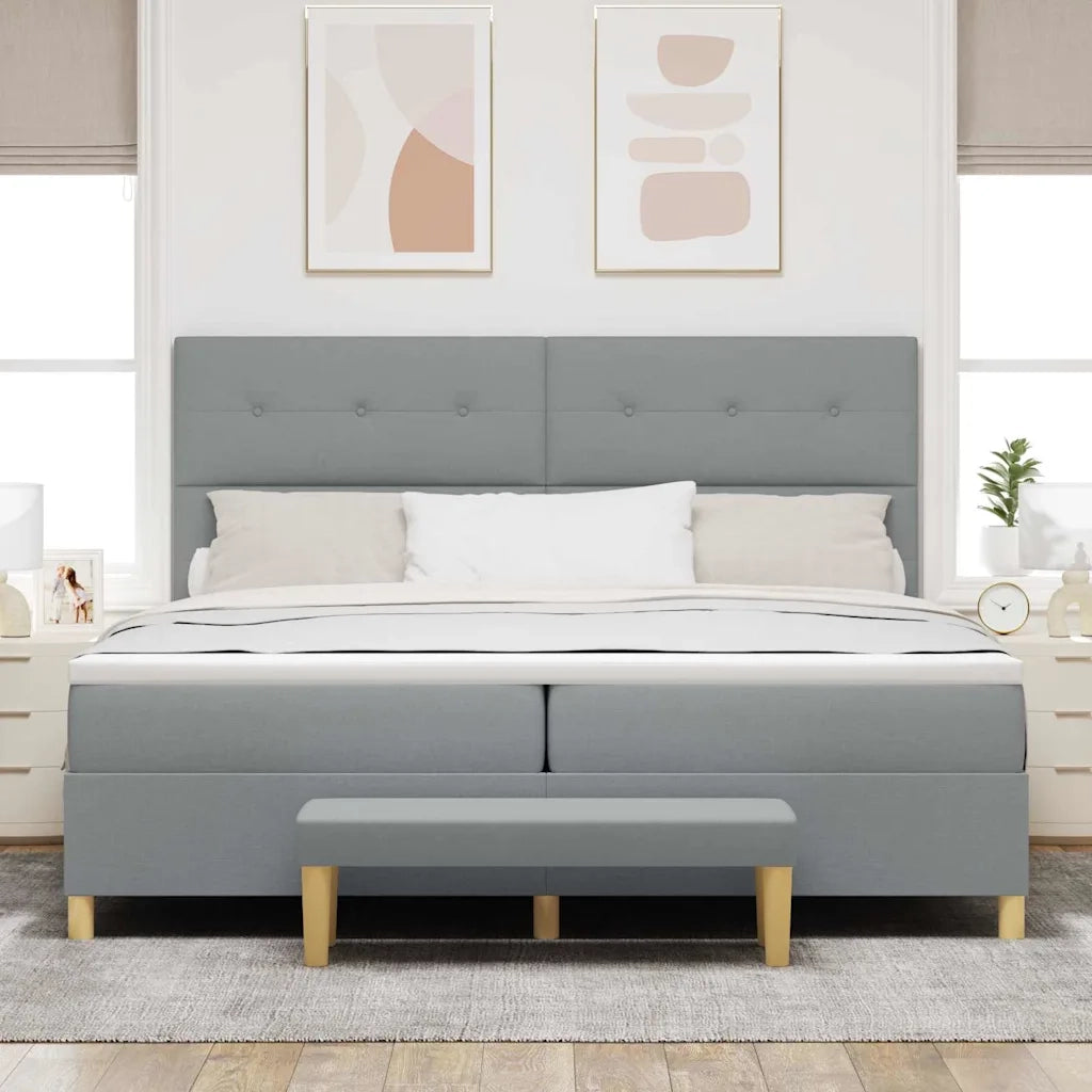 Letto a molle con materasso Grigio chiaro 200 x 200 cm Tessuto 3344324