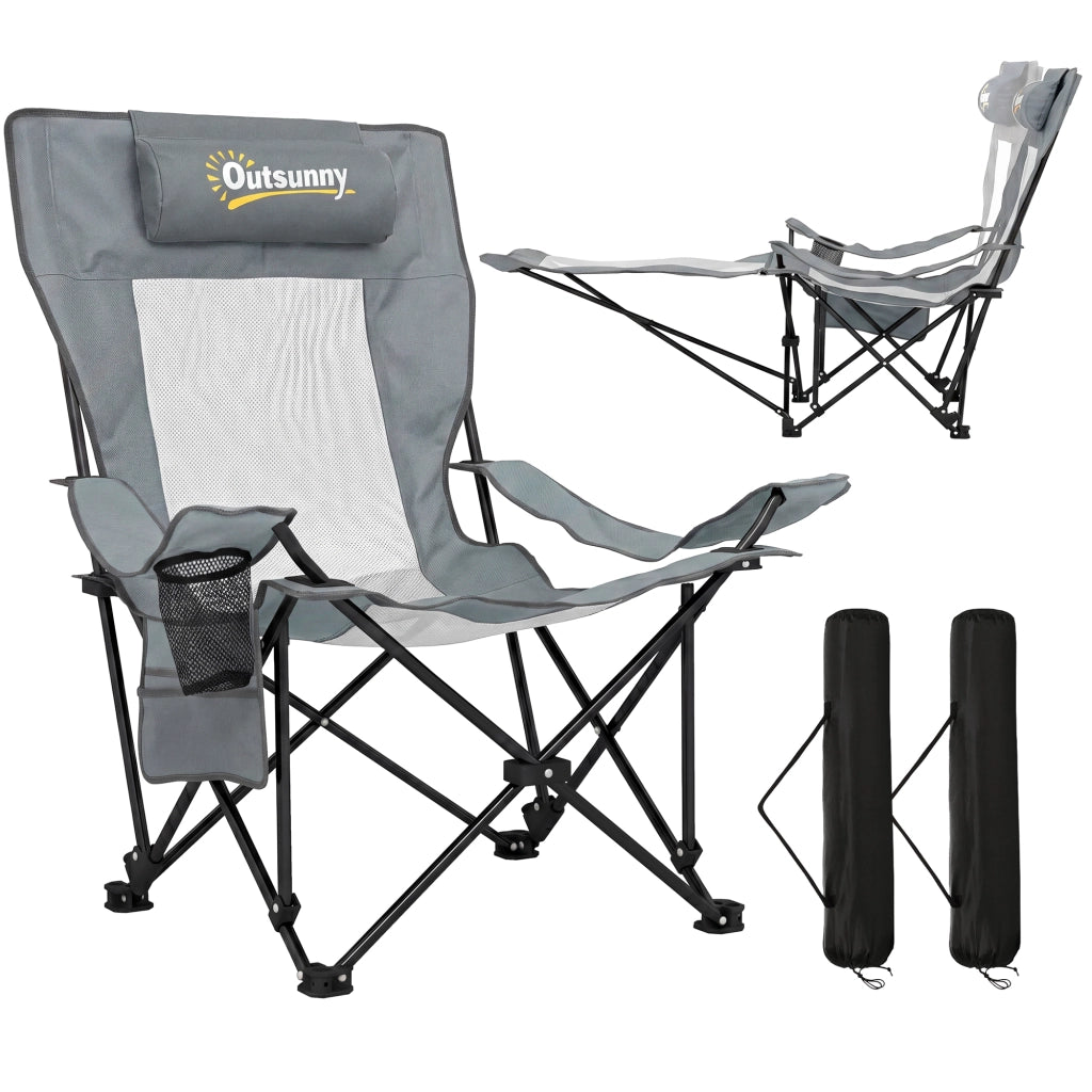 Sedia da pranzo pieghevole con poggiapiedi ¨C zephmum ¨C grigio 125x80x90cm