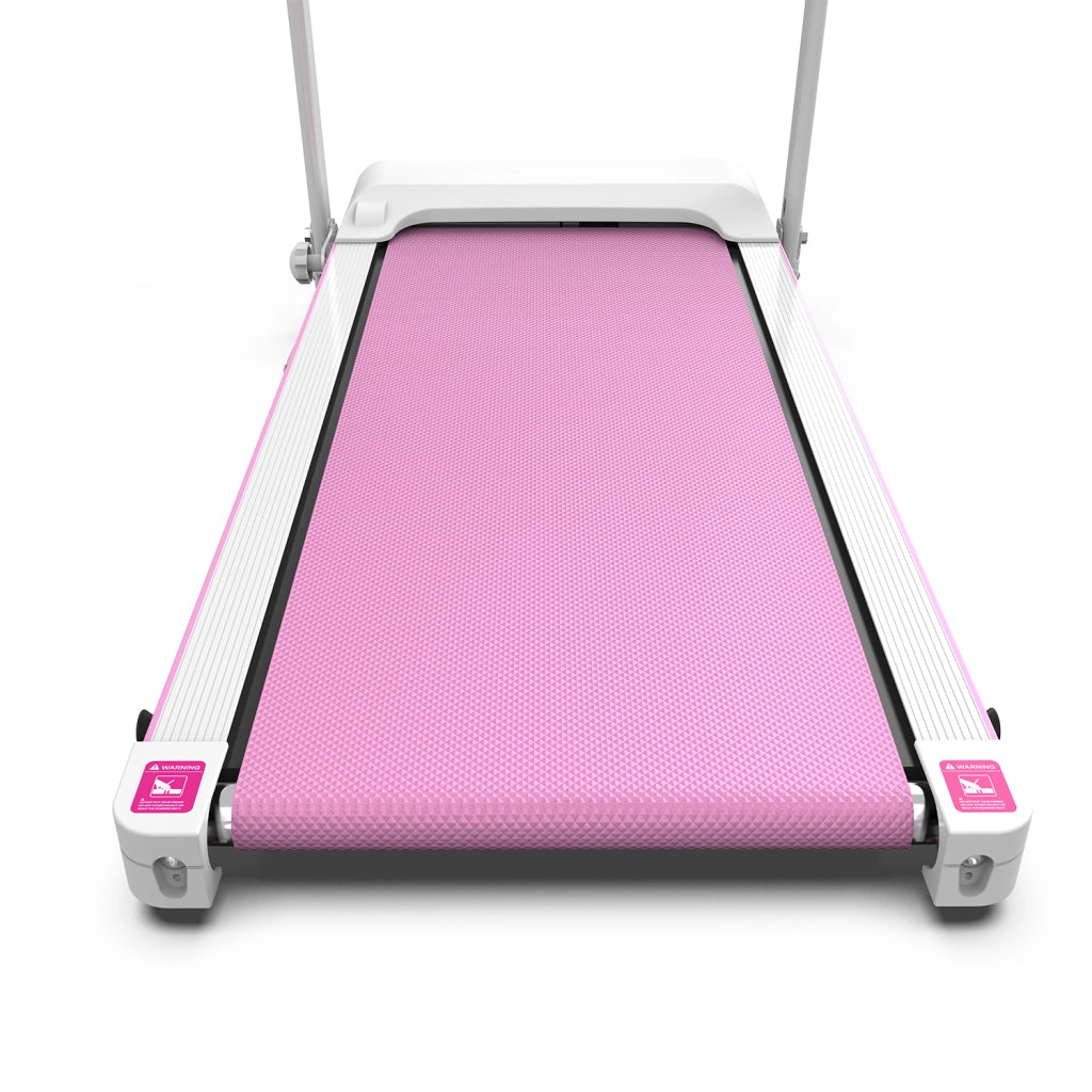 Tapis Roulant Compatto 123x64x119,5 cm Bianco Rosa con Motore 2,5 HP e Inclinazione