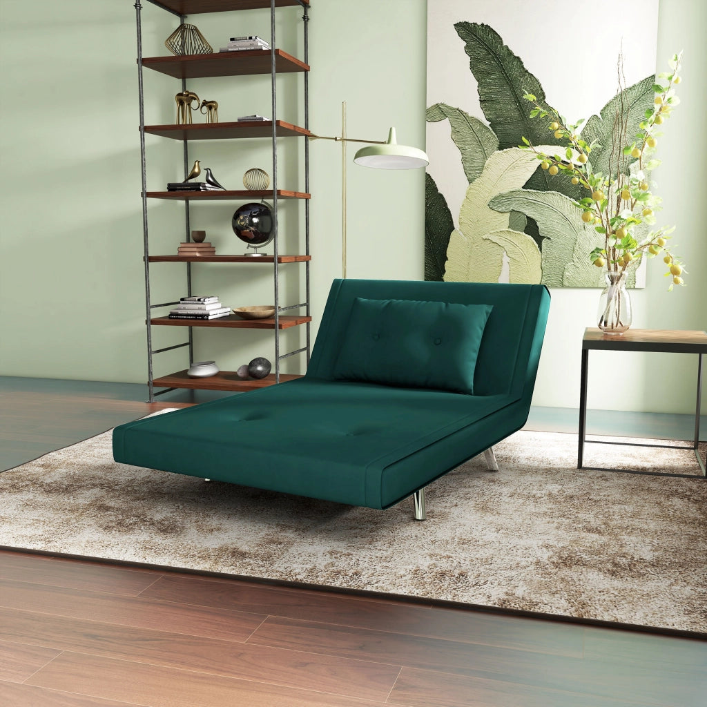 Poltrona Letto Singolo 3 in 1 ¨C zephmum ¨C Verde Scuro, Velluto, 100x88x83cm