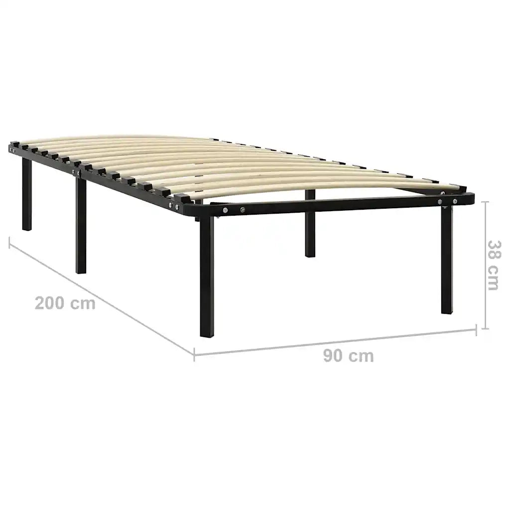 Letto singolo | Letto per adulti | Giroletto Nero in Metallo 90x200 cm