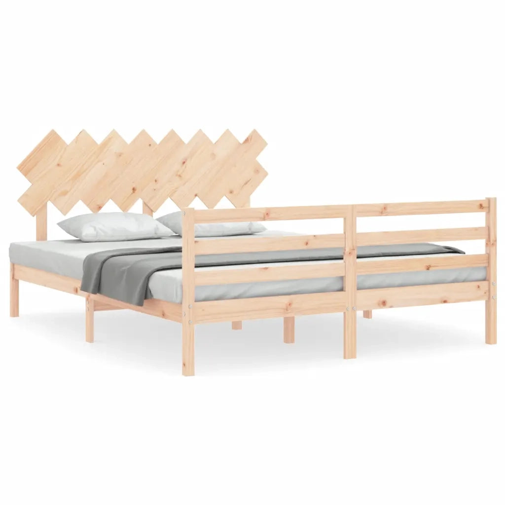 Giroletto con Testiera-Struttura Letto con testiera 160x200 cm in Legno Massello 265834
