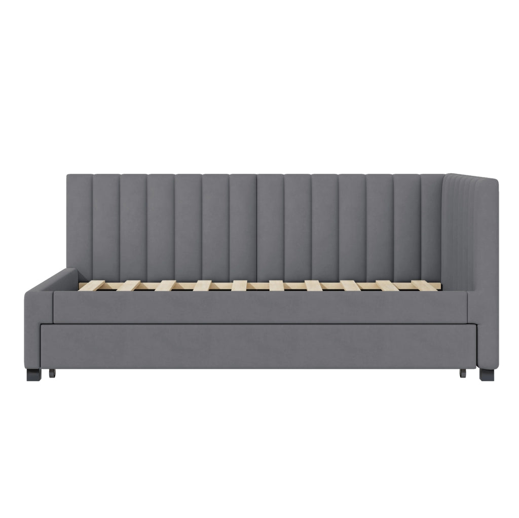 Divano letto 90x200 cm Estraibile; Velluto Grigio (Senza materasso)