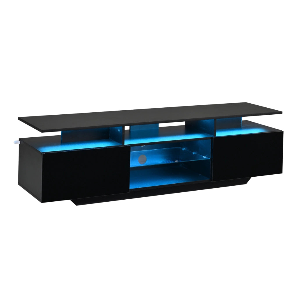 Mobile TV 160x40x45 cm con luci LED controllate da app; MDF; nero