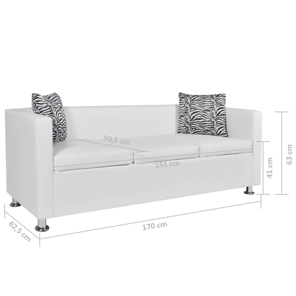 Divano letto a 3 posti letto per gli ospiti trasformabile divano letto per soggiorno divano letto pieghevole casa da interno pelle sintetica bianca 02_0020696