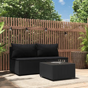 Set Divani da Giardino 3 pz con Cuscini Nero in Polyrattancod mxl 82187
