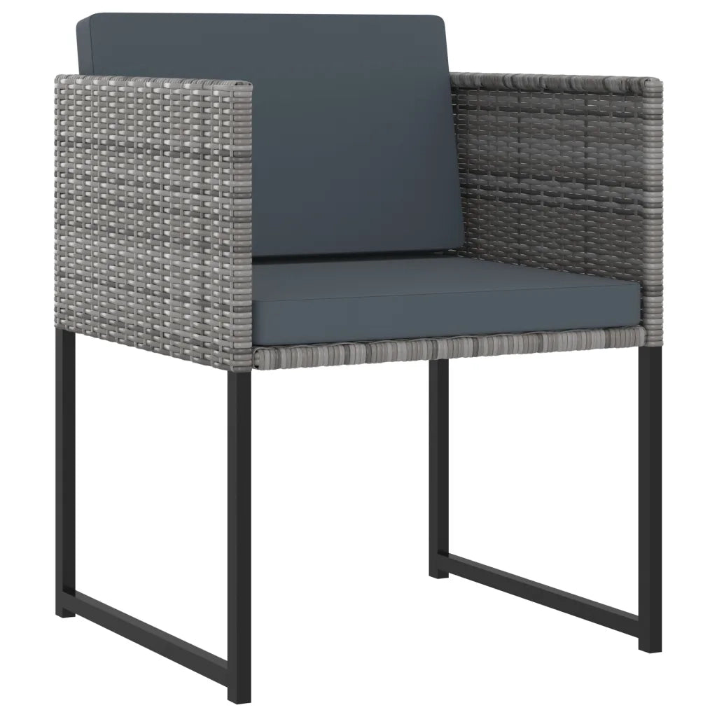 Set Pranzo da Giardino 9 pz con Cuscini in Polyrattan Grigio cod mxl 43658