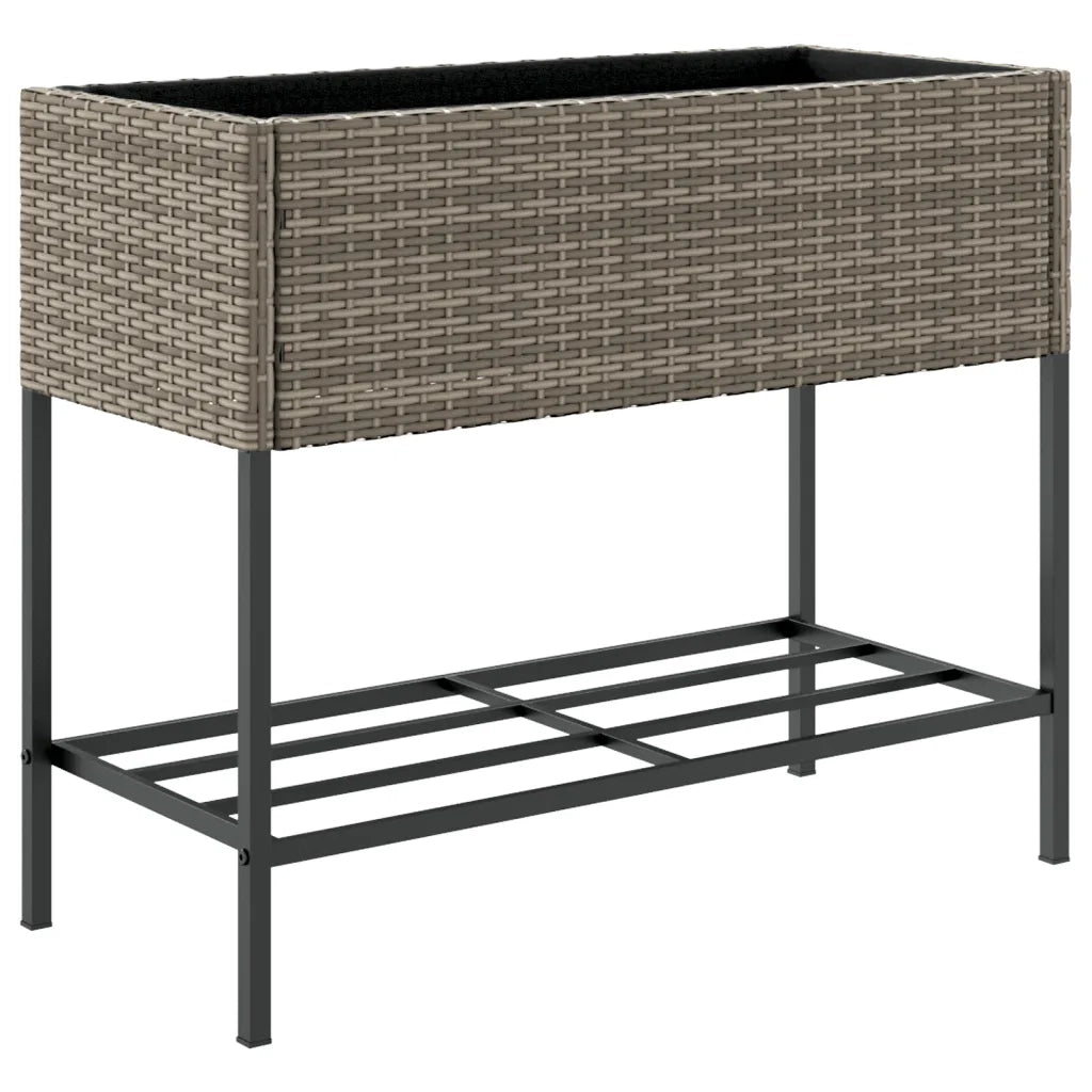Fioriere Giardino con Ripiani 2pz Grigie 90x40x75cm Polyrattan 3210509