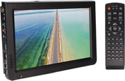 TV Portatile 10 Pollici 1080P con Batteria Ricaricabile TV Digitale - 2 Altoparlanti Porta USB Ingresso AV TV a LED per Campeggio Caravan Cucina.