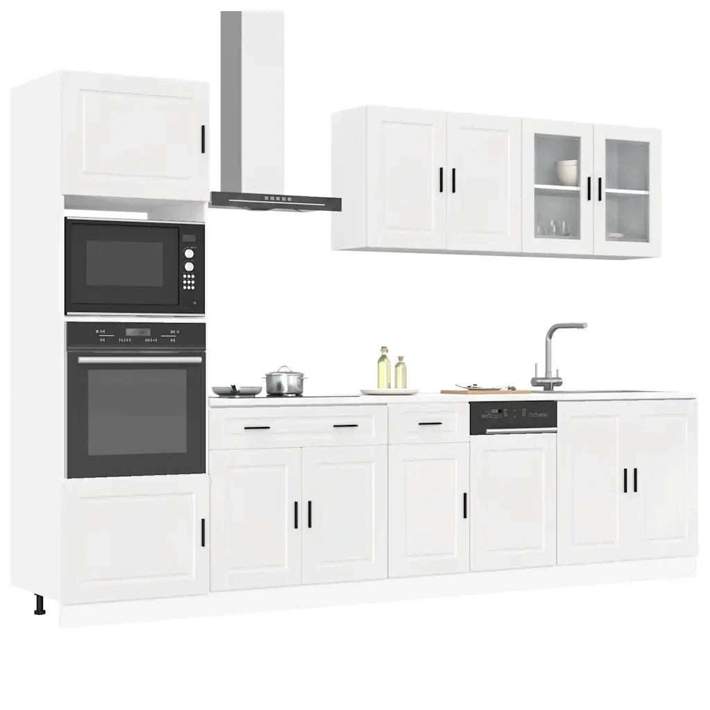 Set Mobili da Cucina 7 pz Kalmar Bianchi Lucido in Truciolato 3314753