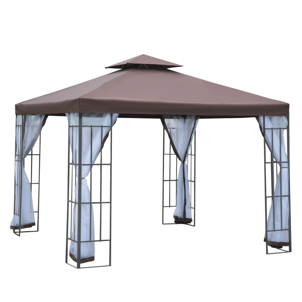 Gazebo da giardino con zanzariere e doppio tetto ¨C zephmum ¨C 297x297 cm