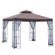 Gazebo da giardino con zanzariere e doppio tetto ¨C zephmum ¨C 297x297 cm