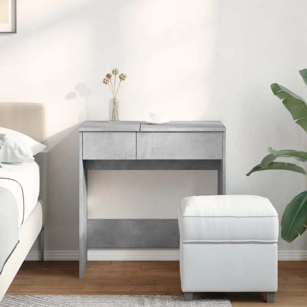 Toeletta | Tavolo da Trucco con Specchio Grigio Cemento 73x46,5x120 cm