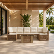 Set Divano da Giardino 8 pz Beige e Bianco Crema polyrattan 3437064