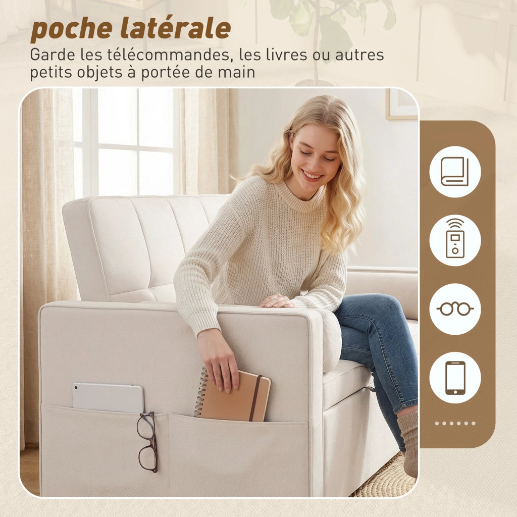 Divano letto 2 posti con letto gigogne ¨C zephmum ¨C 80.5x137.5x84 cm beige