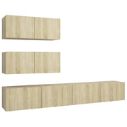 Set di mobili da 4 pezzi tra cui armadio credenza mobile porta TV soggiorno/camera da letto legno ingegnerizzato rovere Sonoma marrone 02_0024306