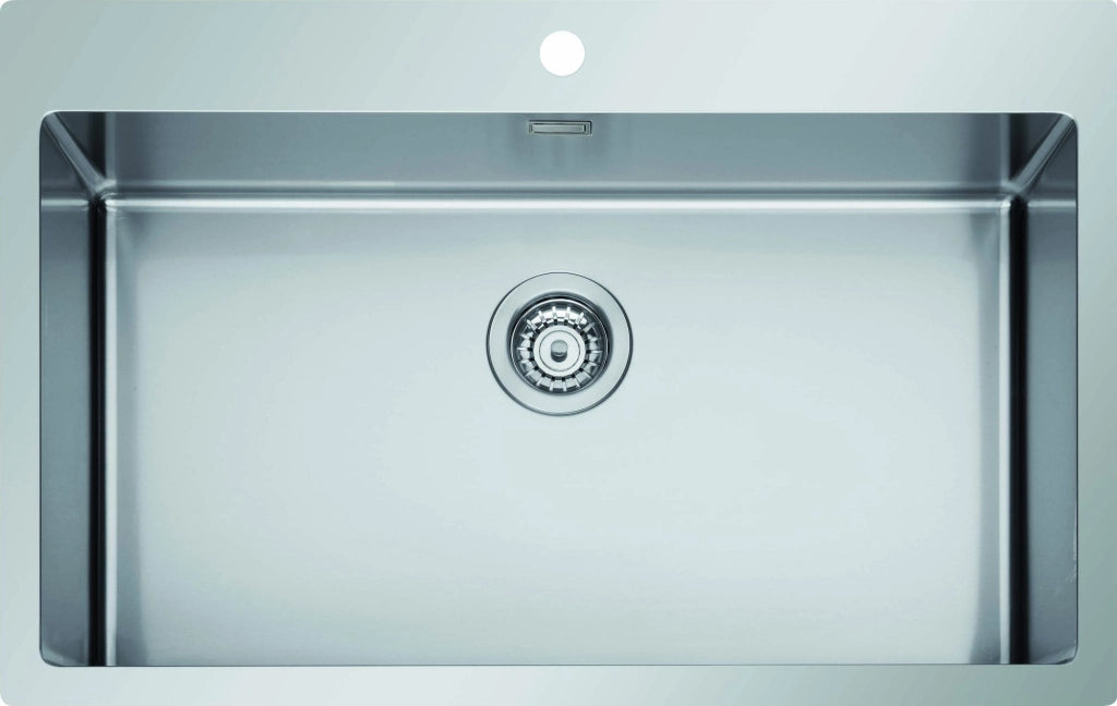 Lavello da incasso in acciaio inox, una vasca con foro per miscelatore 75x51cm Coveh