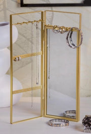 Portagioie da mobile in ferro con specchio 21,5 x 7 x 32,5 cm
