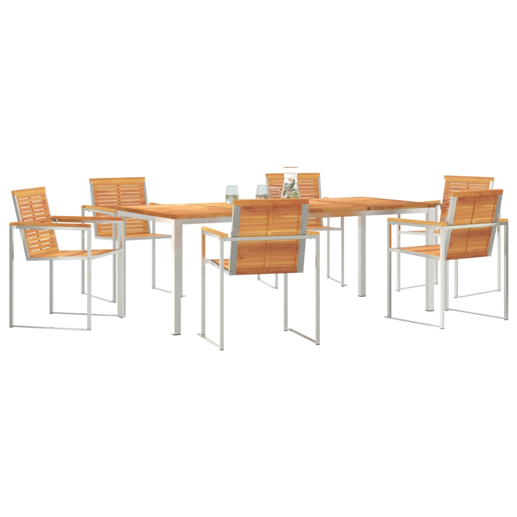 Set da Pranzo da Giardino  7 Pezzi in Legno Massello di Acacia