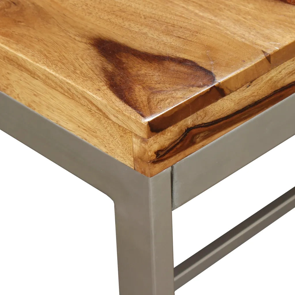 Tavolo da Pranzo in Legno Massello di Acacia e Acciaio 180 cm 244797