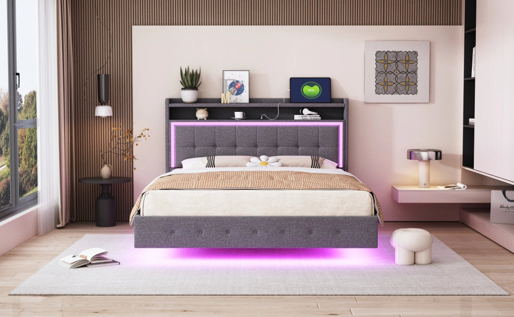 letto imbottito lino grigio 140 x 200 cm