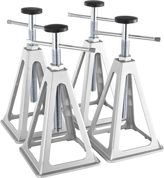 Pacco da 4 Stabilizzatori per Camper, Staffe di Livellamento in Alluminio per Caravan e Camper, Supporto a Gomma Regolabile fino a 6000 Lbs, Estensibile da 11" a 17