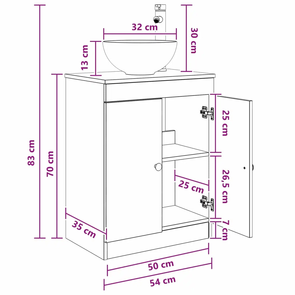 Mobile da bagno con lavabo Bianco 54 x 35 x 83 cm