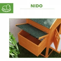 Pollaio da Giardino per 1-2 Galline con Area per Cova, Casetta e Spazio Aperto, in Legno e Metallo, 179x67x115 cm