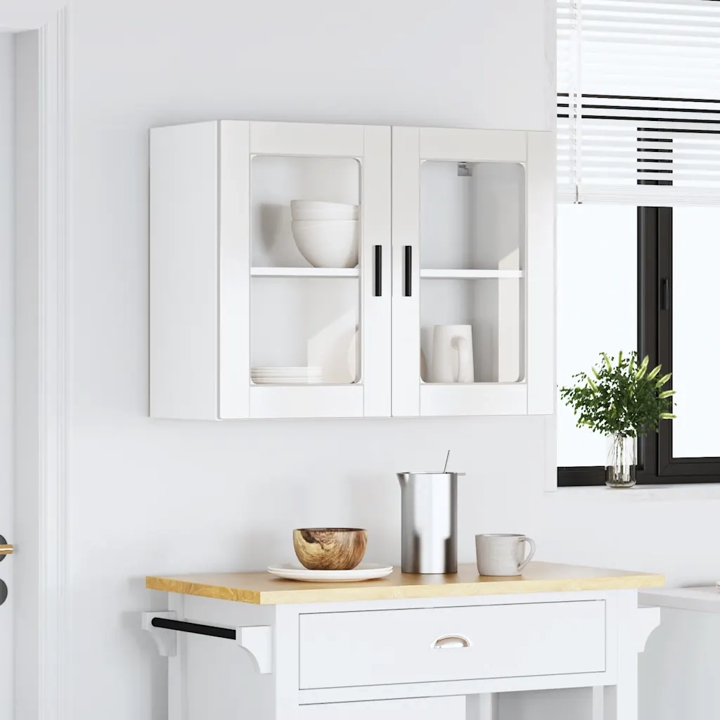 Pensile da Cucina con Porta in Vetro Porto Bianco Lucido 854089