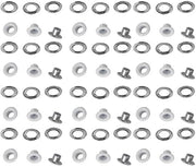 Set di Ossigenatori per Accessori 100 pezzi - 4 mm Alluminio - Bianco - Per Scarpe/Abbigliamento/Tasche - Lavorazione Artigianale - Scatola di Ripostiglio trasparente - Ossigenatori