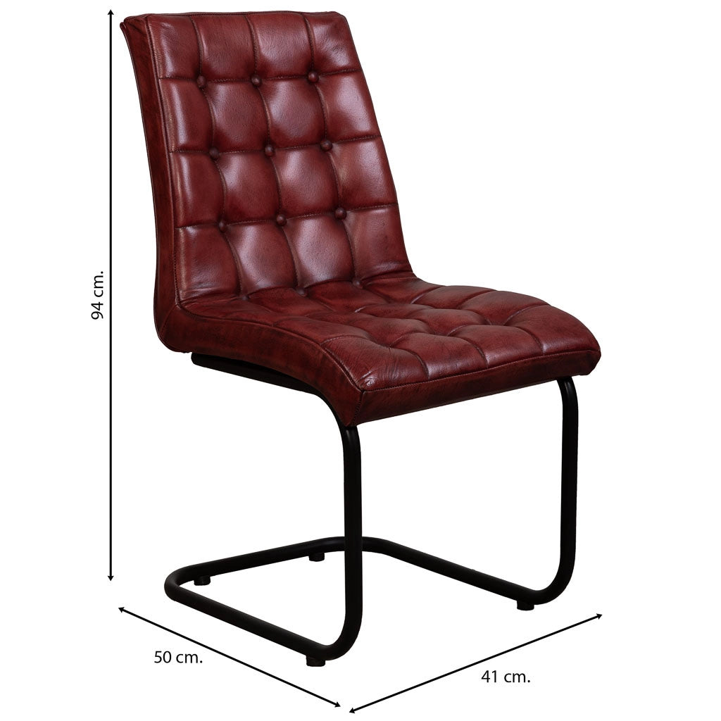 Sedia rivestita in pelle marrone 41x50x94h cm