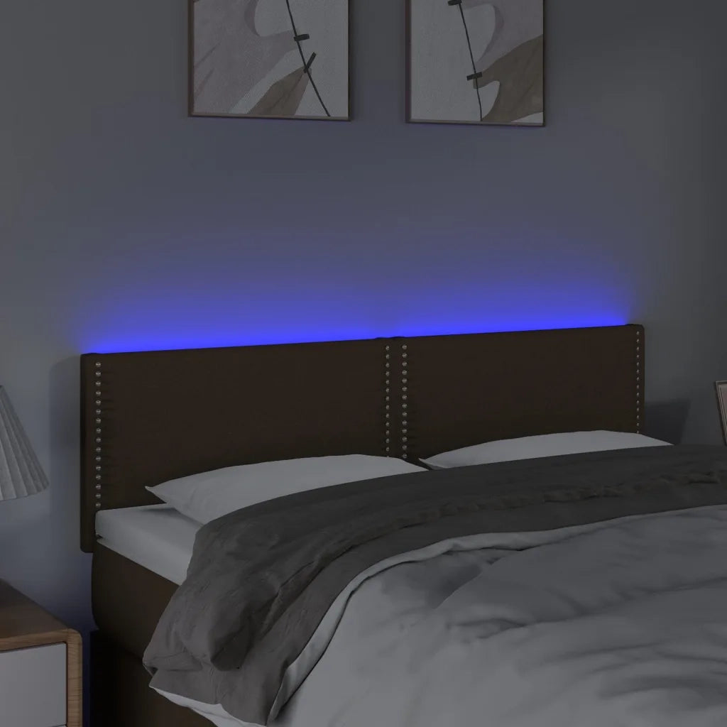 Testiera | Testata a LED Marrone Scuro 144x5x78/88 cm in Tessuto