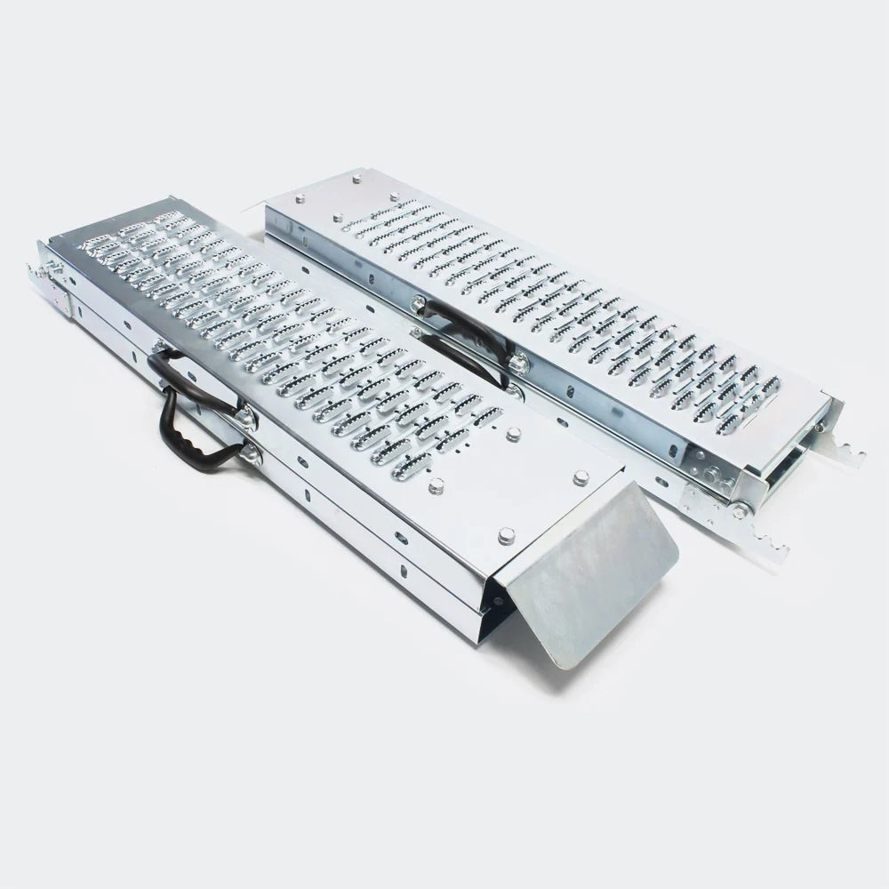 Set di 2 rampe di carico pieghevoli multiuso acciaio zincato rotaia di sicurezza 160 x 22,5 cm fino a 400 kg 3416095
