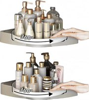 Piastra per doccia, senza fori, rotante, ripiano per bagno, piastra rotante, ripiano per cucina, organizzatore di spezie, kruidenorganizer, gel doccia, per cucina, bagno, per appendere, bianca, 2