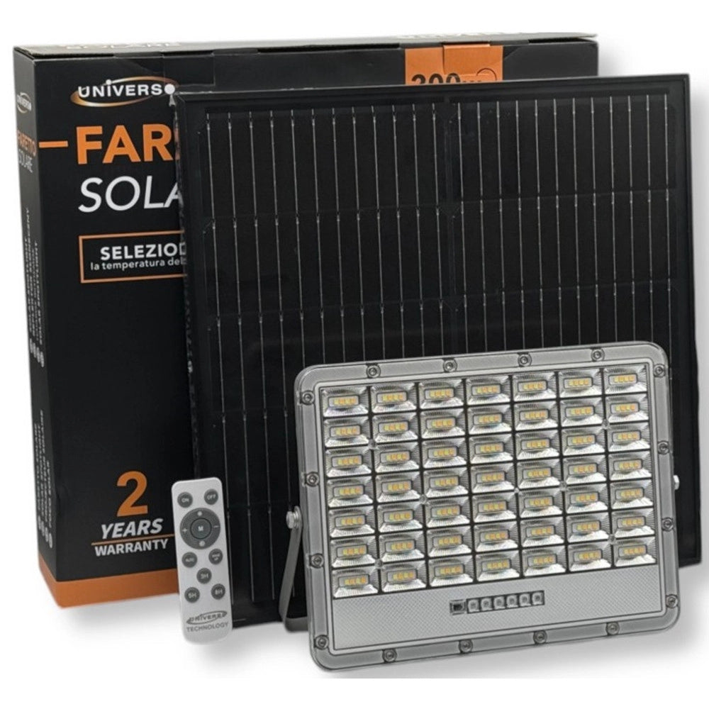 Trade Shop - Faro Led Floodlight 2000lm Ip65 Grigio Con Pannello Solare Telecomando Cct Tk08-200w-3c -