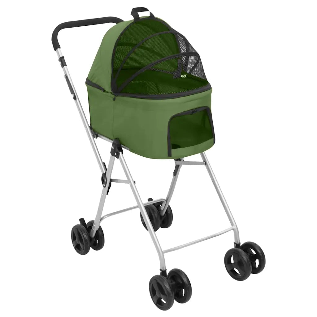 Passeggino Cani Pieghevole 2 Livelli Verde 83x48x97cm Tessuto 172207