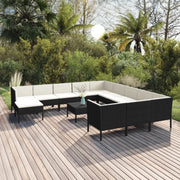 Set Divani da Giardino 13 pz con Cuscini in Polyrattan Nero cod mxl 38459