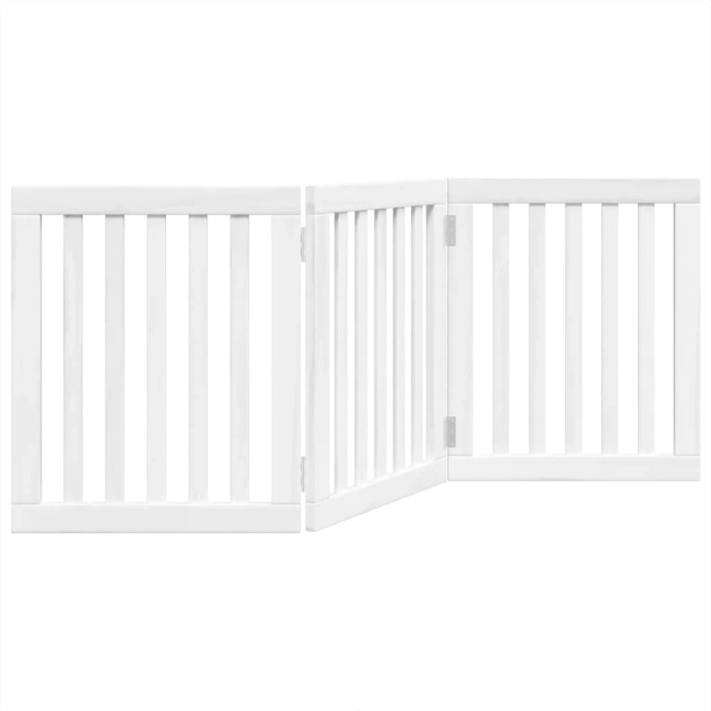 Cancelletto di sicurezza pieghevole per cani a 3 pannelli 150 cm legno di pioppo bianco 02_0023070