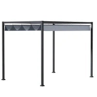 Pergola retrattile a soffietto Pergola retrattile 4 x 3 m struttura in metallo con trattamento anticorrosione tela in poliestere 180 g/m² grigio scuro