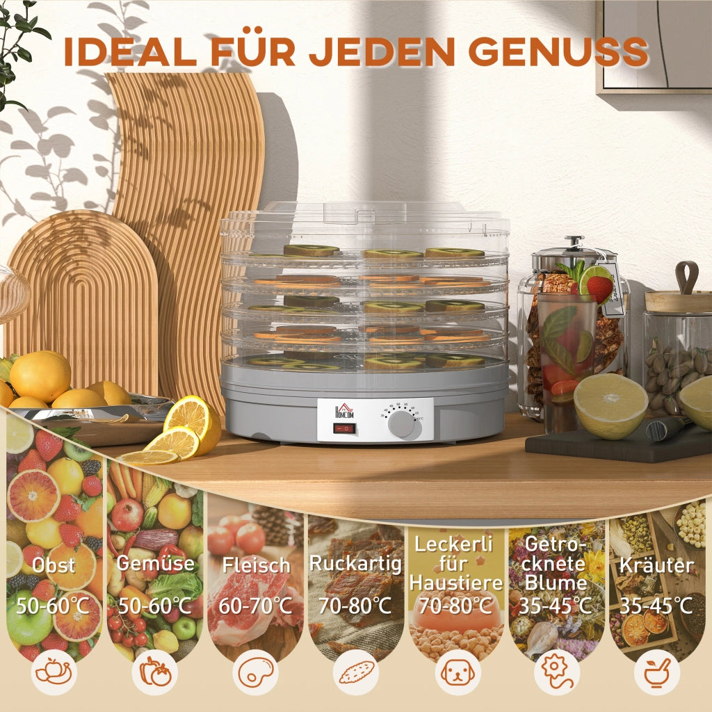 Essiccatore Alimentare 5 Ripiani ¨C zephmum ¨C Grigio 245W