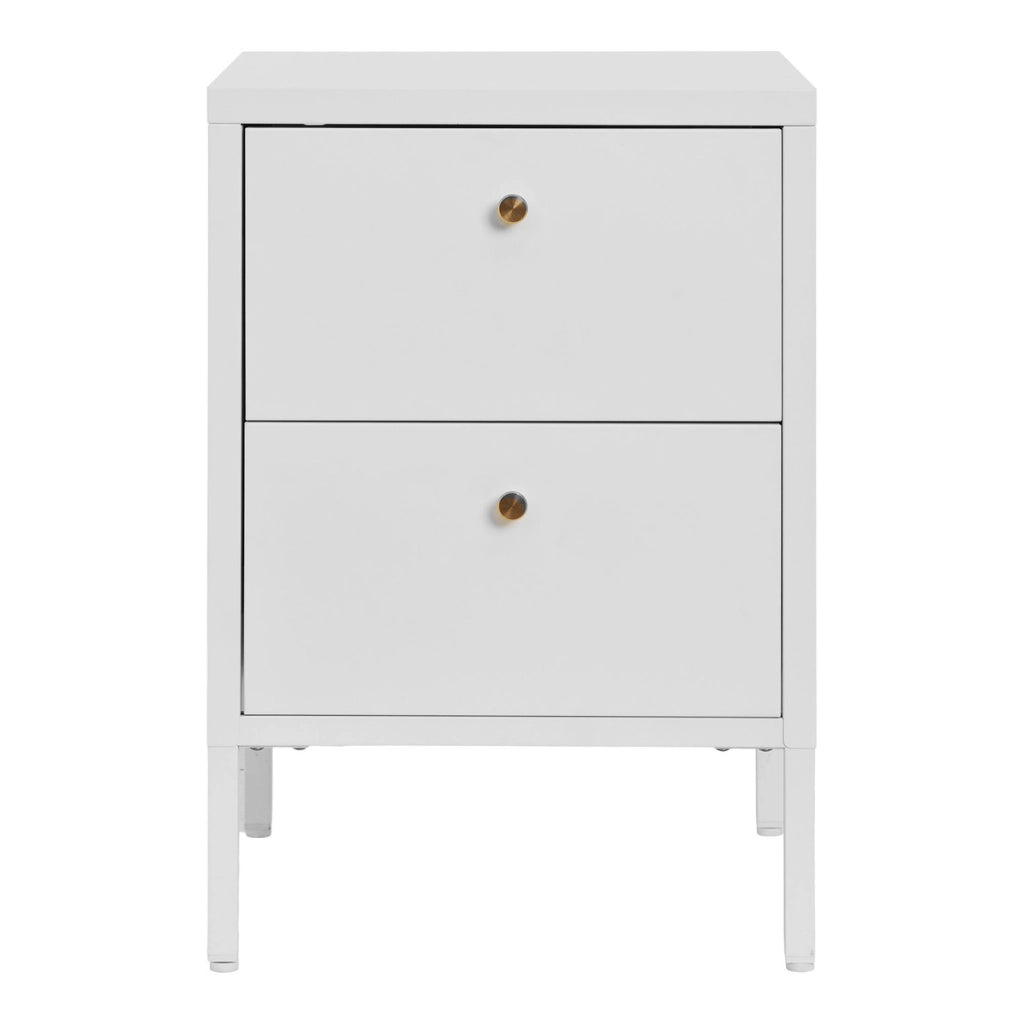 Comodino Dalby, Bianco, Metallo, 40x40x60 cm