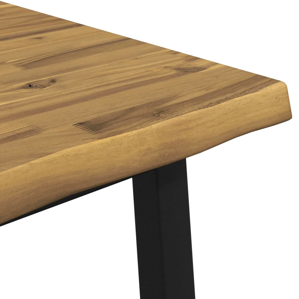 90 x 90 x 75 cm Legno di Acacia Massello Bianco e Nero Quadrato 937542